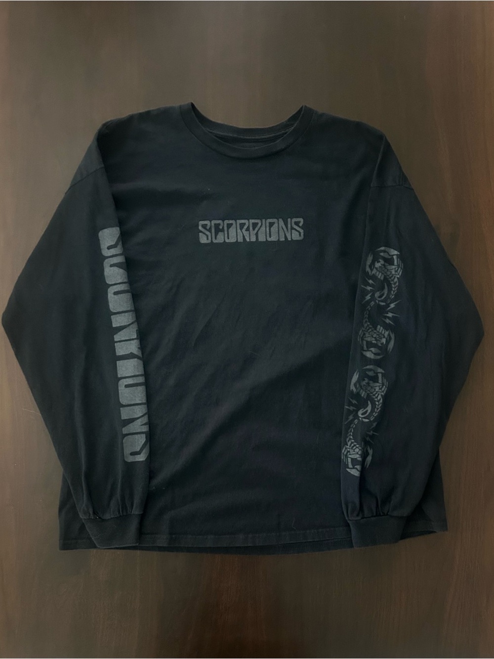 Y2K Scorpions Rock Band Black Long Sleeve Graphic 100% Cotton Tee Mens 2XL